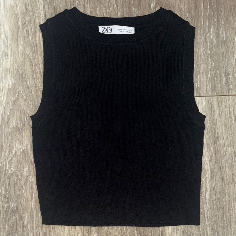 Zara Classic Black Cropped Tank Top